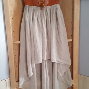 Mint green high waist hi-low skirt